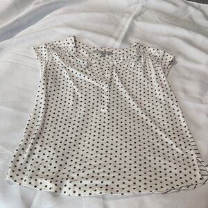 Daniel Rainn Cream and Navy Polka Dot Blouse